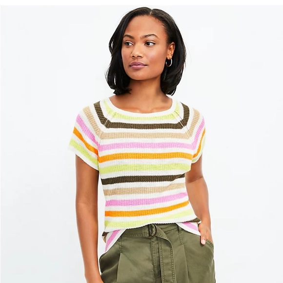 LOFT Tops - Ann Taylor LOFT Striped Wedge Sweater Tee Multi Color Women’s Size S